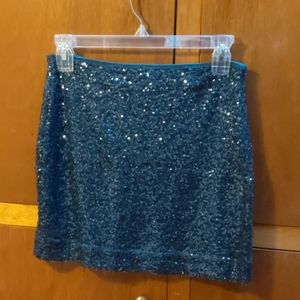 Sparkly and festive blue mini skirt